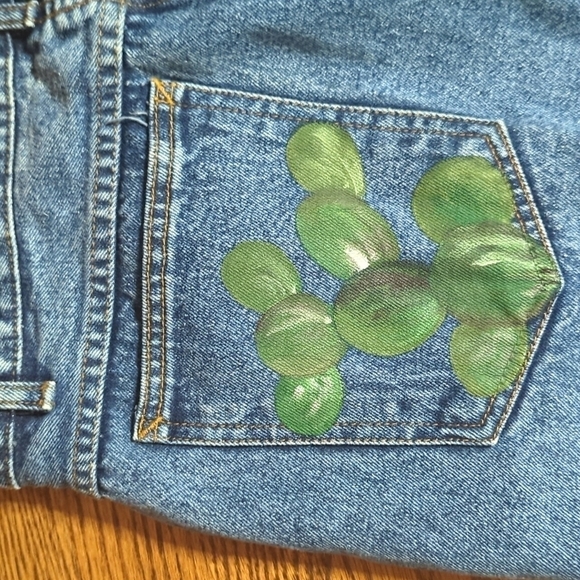 Vtg Bill Blass southwest hand painted design denim tapered stonewash jeans sz 32 - Picture 5 of 10